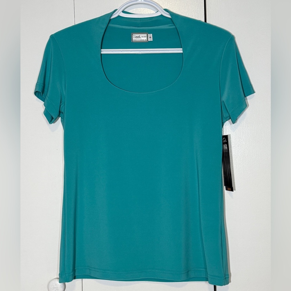 NWT Sympli Classic scoop neck Teal Women's Top - size 8